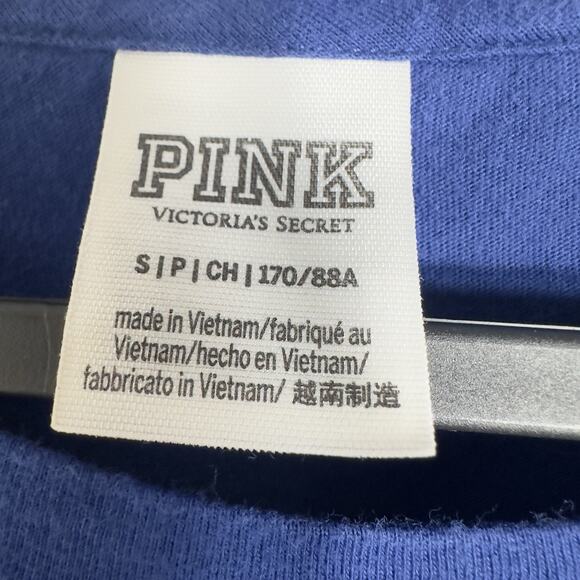 Victoria’s Secret "PINK" Womens Blue T-Shirt Small Rose Sleeve Applique Logo - Picture 6 of 8